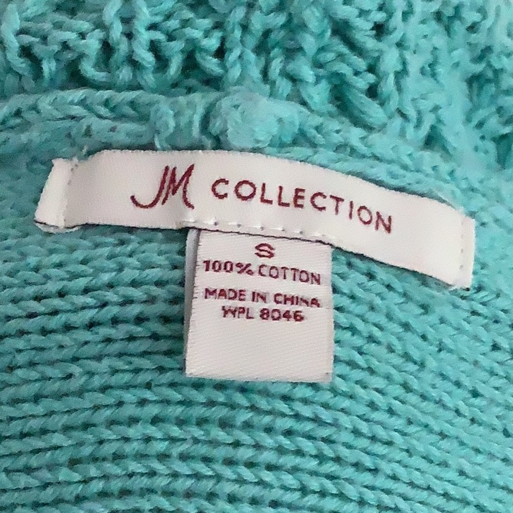JM Collection - SWEATER Size S Aqua - 100% Cotton - Picture 3 of 9